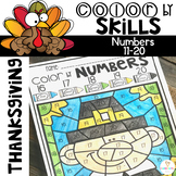 Thanksgiving Color by Code Numbers 11-20 Activities