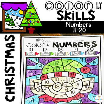 Preview of Christmas Color by Code Numbers 11-20 Activities