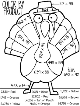 Thanksgiving Color by Product and Quotient by TastesLikePaste | TpT