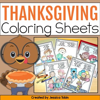 Preview of Thanksgiving Coloring Pages - Color by Sight Word and Number Math Crafts