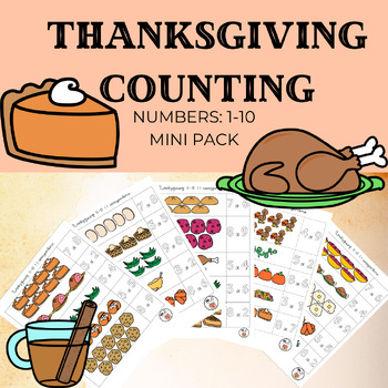 Preview of Thanksgiving Colored Counting Mini 5 Pack