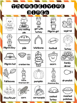 coloring pages of thanksgiving bingo cards