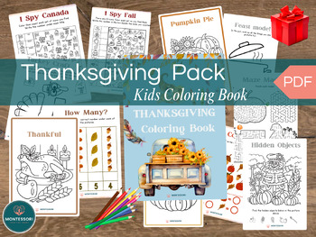 Preview of Thanksgiving 22-page Kids Activities Coloring Book