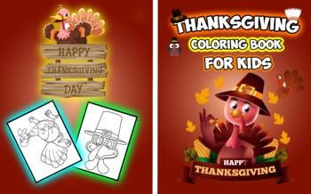 Preview of Thanksgiving Coloring Book For Kids: 30 Coloring pages for Toddlers and adults