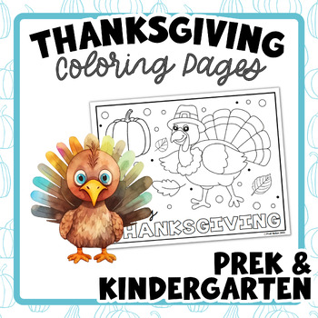 Preview of Simple Thanksgiving Coloring Pages | for PreK and Kindergarten