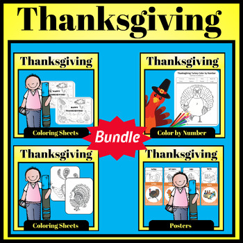 Preview of Thanksgiving Coloring Pages - Coloring Sheets Bundle