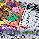 Thanksgiving Coloring Pages Equivalent Fractions Color by Number