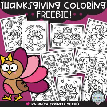 Thanksgiving Coloring Pages FREEBIE! by Rainbow Sprinkle Studio - Sasha