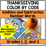 Thanksgiving Coloring Pages Math Addition and Subtraction 