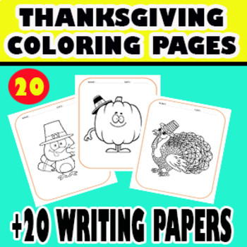 Thanksgiving Coloring Pages + writing papers by 4You Teachers | TpT