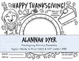 Thanksgiving Coloring Placemat, Thanksgiving Placemat, Hol