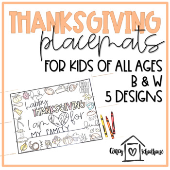 Preview of Thanksgiving Coloring Placemats