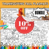 Thanksgiving  Coloring Placemats BUNDLE . Printable Activi