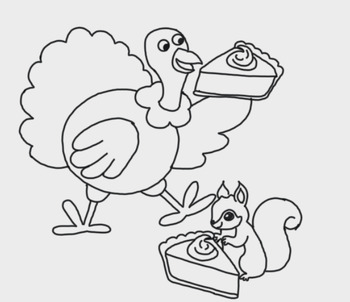 Preview of Thanksgiving Coloring Sheet - Animals eating Pumpkin Pies