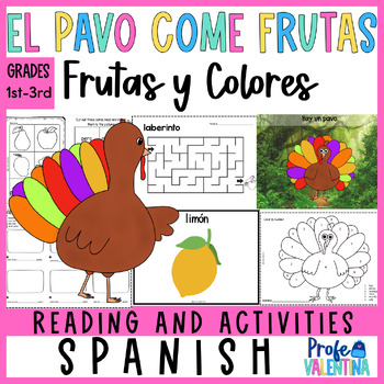 Preview of Thanksgiving Colors Story in Spanish - El pavo come frutas