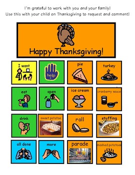 Preview of Thanksgiving Communication Board For Home----Freebie!