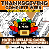 Thanksgiving Complete Week of Spelling, Math Games, Readin