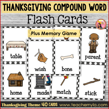 Preview of Thanksgiving Compound Word Flash Cards