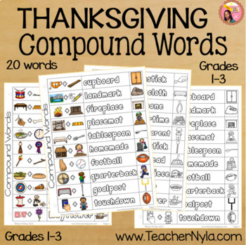 Preview of Thanksgiving Compound Words List Table