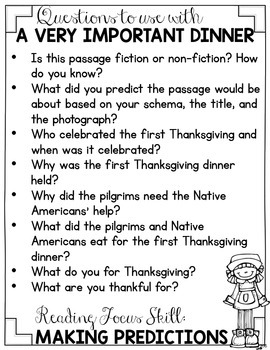 Thanksgiving Comprehension Activities by Across the Hall | TpT