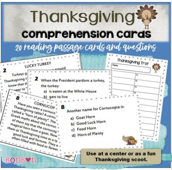 Preview of Thanksgiving Comprehension Card Activity