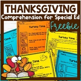 Thanksgiving Comprehension for Special Ed | FREEBIE | Spec