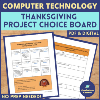 Preview of Thanksgiving Computer Science Activity Choice Board for Middle School