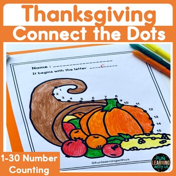 Preview of Thanksgiving Connect the Dots worksheets| Counting Numbers 1-30