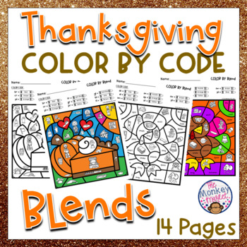 Preview of Thanksgiving Consonant Beginning Blends Worksheets | Phonics Activities