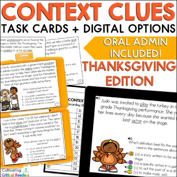 Preview of Thanksgiving Context Clues Print & Digital with Audio Support for Oral Admin