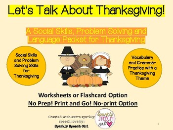 Preview of Thanksgiving Conversation, Problem Solving and Language Packet No Prep