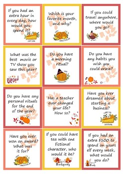 Thanksgiving Conversation Cards by Olyashop | Teachers Pay Teachers