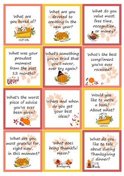 Thanksgiving Conversation Cards by Let's Study | TpT