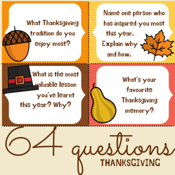 Thanksgiving Conversation Cards - ESL/EFL Speaking Activity | TPT