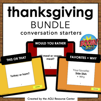 Preview of Thanksgiving Conversation Starter Cards | BOOM CARDS BUNDLE