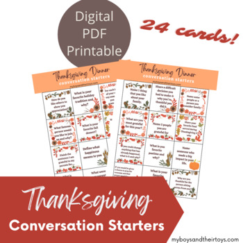 Thanksgiving Conversation Starters Cards by Jen's Printable Store