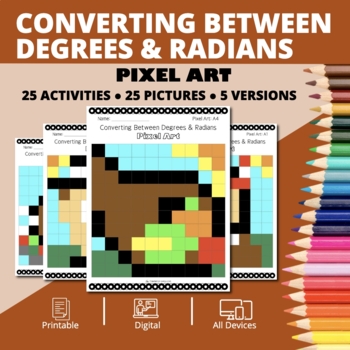 Preview of Thanksgiving: Converting Between Degrees and Radians Pixel Art Activity