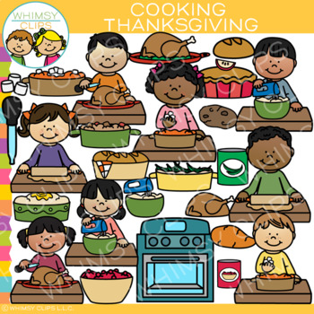 Preview of Autumn Kids Cooking and Baking Dinner for Thanksgiving Clip Art