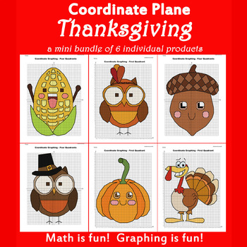 Preview of Thanksgiving Coordinate Plane Graphing Picture: Bundle 6 in 1
