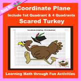 Thanksgiving Coordinate Plane Graphing Picture: Scared Turkey