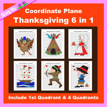 Preview of Thanksgiving Coordinate Plane Graphing Picture: Thanksgiving Bundle 6 in 1