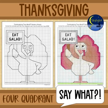 Preview of Thanksgiving Coordinate Plane Graphing Picture - Four Quadrant - Say What?!