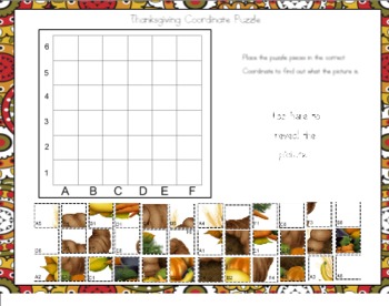Preview of Thanksgiving Coordinate Puzzle for Smart Board