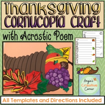 Preview of Thanksgiving Cornucopia Craft with Acrostic Poem