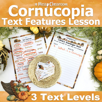 Preview of Thanksgiving Cornucopia Nonfiction Text Feature RI.2.5 2nd Grade Scavenger Hunt