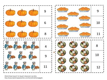 Thanksgiving Math Center Count and Clip Fine Motorp P-k, K, Special ...
