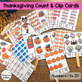 Thanksgiving Count and Clip Cards - Math Centers - Numbers