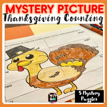 Preview of Thanksgiving Counting 1-10 Mystery Pictures | Thanksgiving Mystery Puzzles