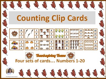 Preview of Thanksgiving Counting Clip Cards