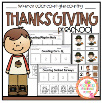 Download Thanksgiving Counting Color-Cut-Glue Sequencing by Preschool Printable